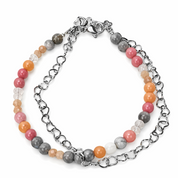 Heart of Calm – handgefertigtes Edelsteinarmband: Labradorit, Rhodonit und Mondstein