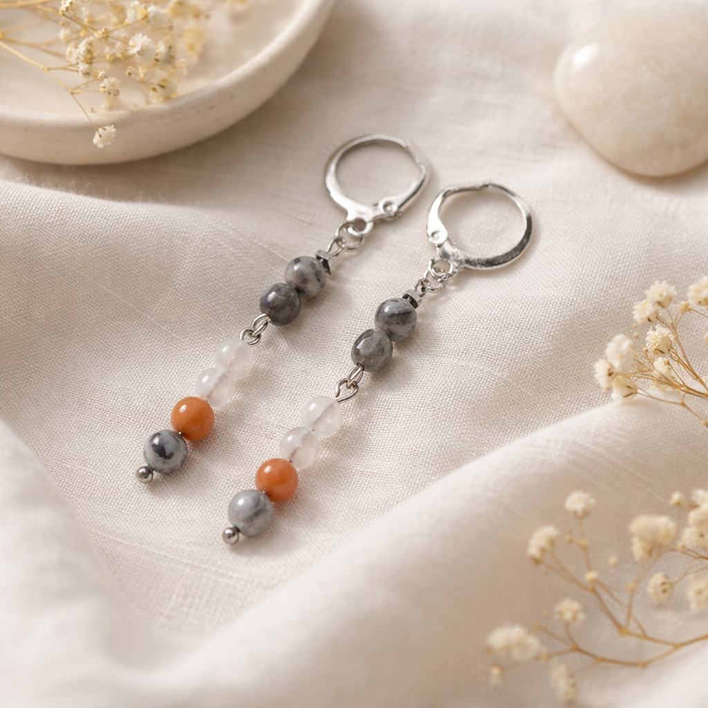 Jaspis Ohrringe mit Bergkristall – Calm Horizon | Handmade