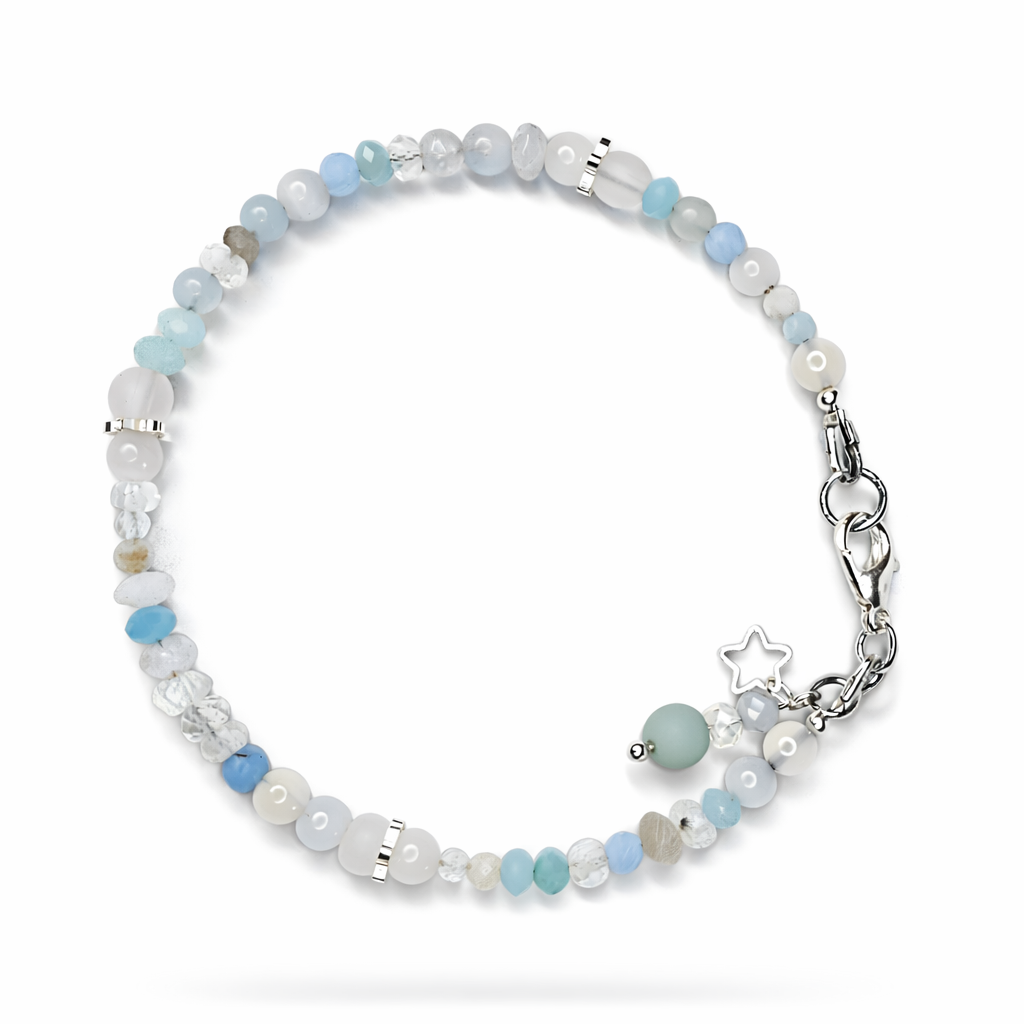 Mondstein Armband mit Amazonit & Aquamarin – Geburtsstein Juni - handgemacht