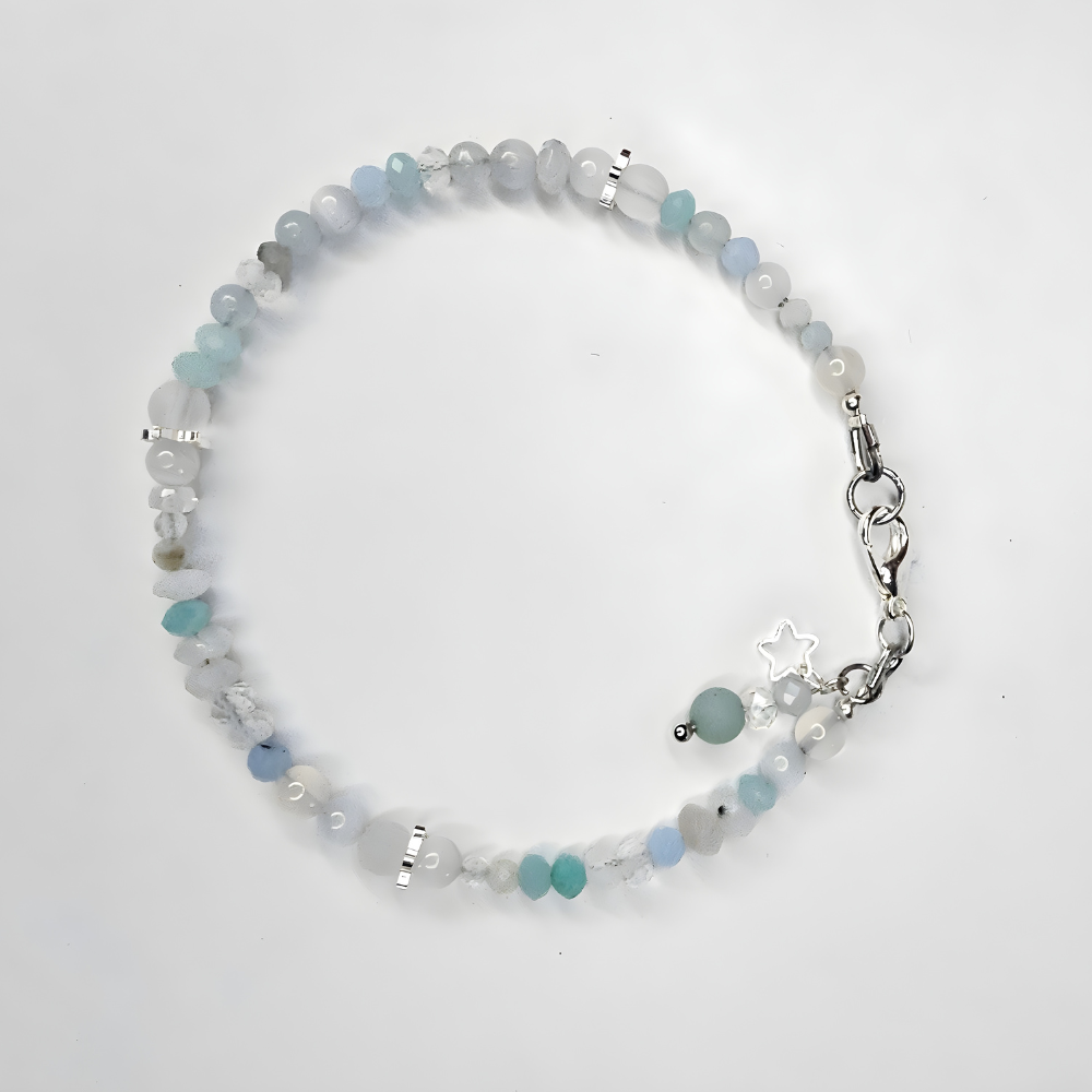 Mondstein Armband mit Amazonit & Aquamarin – handgemacht
