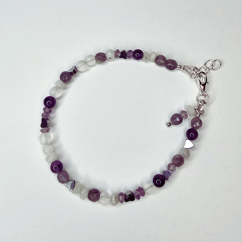 Mondstein Armband mit Amethyst & Labradorit – handgemacht