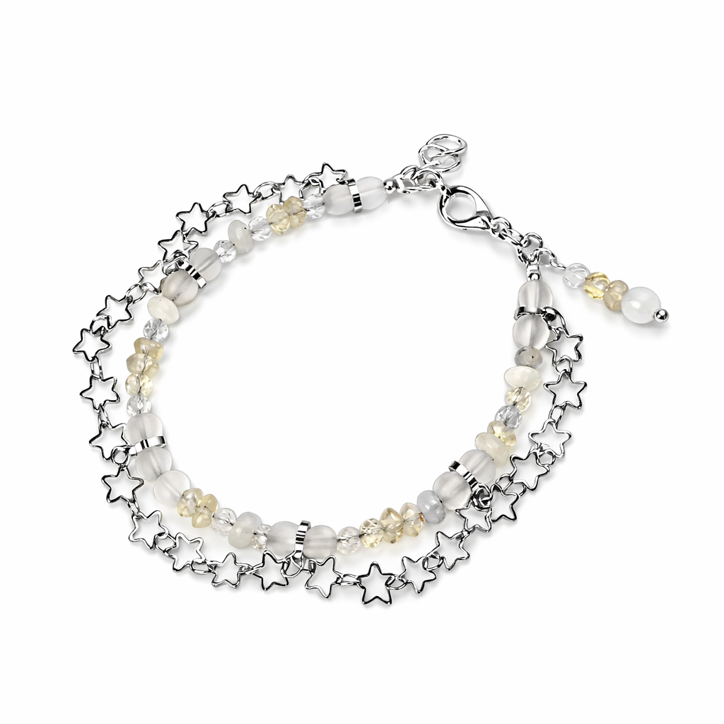 Mondstein Armband mit Citrin & Opal – handgemacht. Geburtsstein Juni.