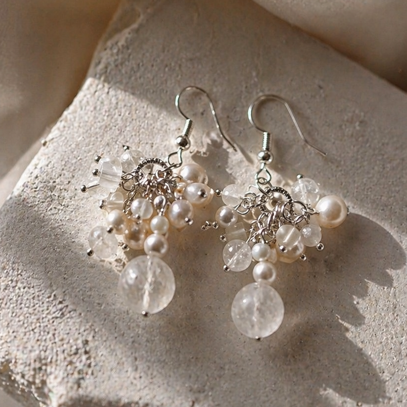 Mondstein Ohrringe Damen – Ivory Moon Glow mit Perlmutt