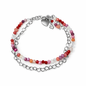 Edelsteinarmband mit Geburtsstein Rhodonit, Rosenquarz und Rubin