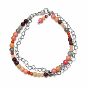 Mystic Ember – handgefertigtes Edelsteinarmband: Rhodonit, Labradorit und Mondstein sowie weitere Edelsteine