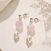 Fluorit Süßwasserperlen Ohrringe mit rosa Fluorit und Barockperlen