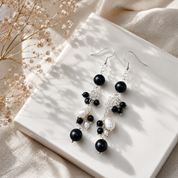 Perlenohrringe mit Onyx-Stein, handgemacht – feminine Eleganz von BE.Youniq