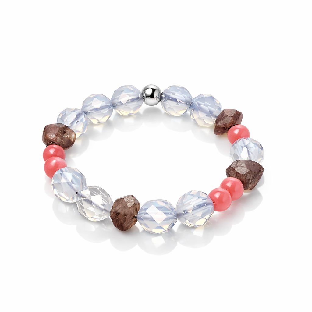 Perlenring mit Opal_Amethyst_Bambuskoralle