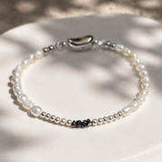 Raw Diamond White Aura - Rohdiamanten, Perlmutt & Süßwasserperlen