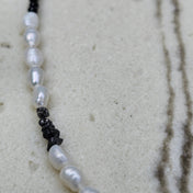Rohdiamant Choker mit Süßwasserperlen, Handgefertigt | Blanche Noire