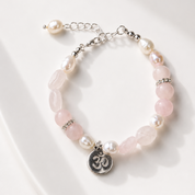 Rose Aura – feines Armband mit echten Edelsteinperlen: Rosenquarz und Süßwasserperlen