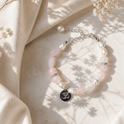 Edelsteinarmband Rose Aura: Rosenquarz und Süßwasserperlen