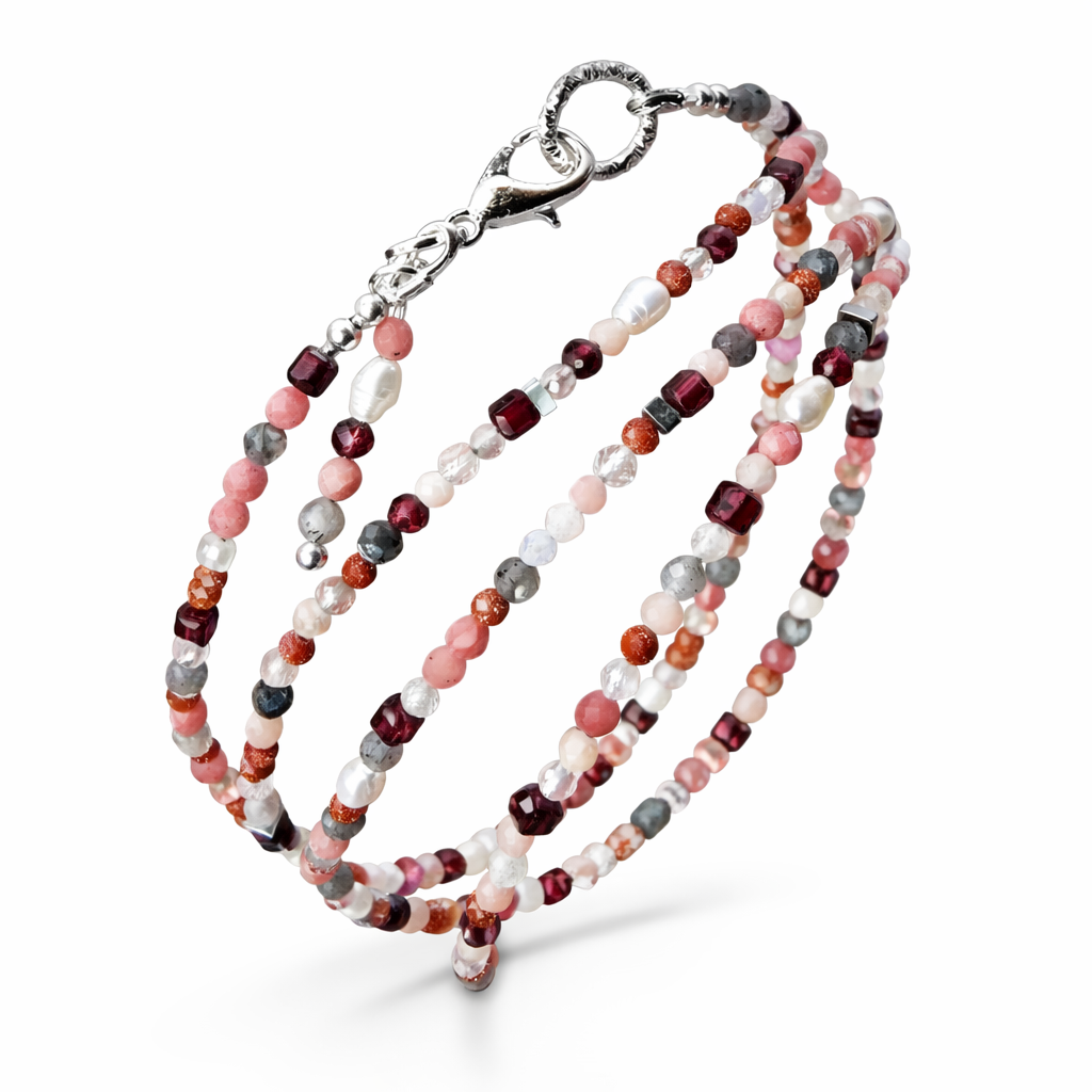 Rosenquarz Armband & Kette 2-in-1 – handgemachtes Edelsteinschmuckstück