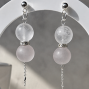 Rosenquarz & Bergkristall Ohrringe – Handgefertigter Edelsteinschmuck