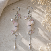 Rosenquarz und Süßwasserperlen Ohrringe Rose Blush – zart, handgefertigt, BE-Youniq