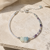 Edelsteinarmband Sea Breeze Aqua - Fluorit, Aquamarin & Opal