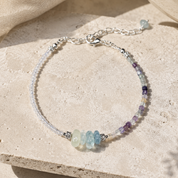 Edelsteinarmband Sea Breeze Aqua - Fluorit, Aquamarin & Opal