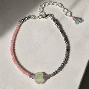 Sea Breeze Lime Armband mit Fluorit, Amethyst, Labradorit und Bambuskoralle – handgefertigt in Österreich