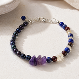 Sea Breeze Royal - Süßwasserperlen, Lapislazuli, Citrin, Tigerauge & Amethyst