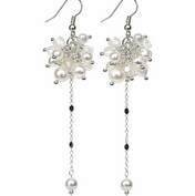 Bergkristall und weißer Mondstein Ohrringe mit Perlmut und Süßwasserperlen – handgefertigt von BE.Youniq