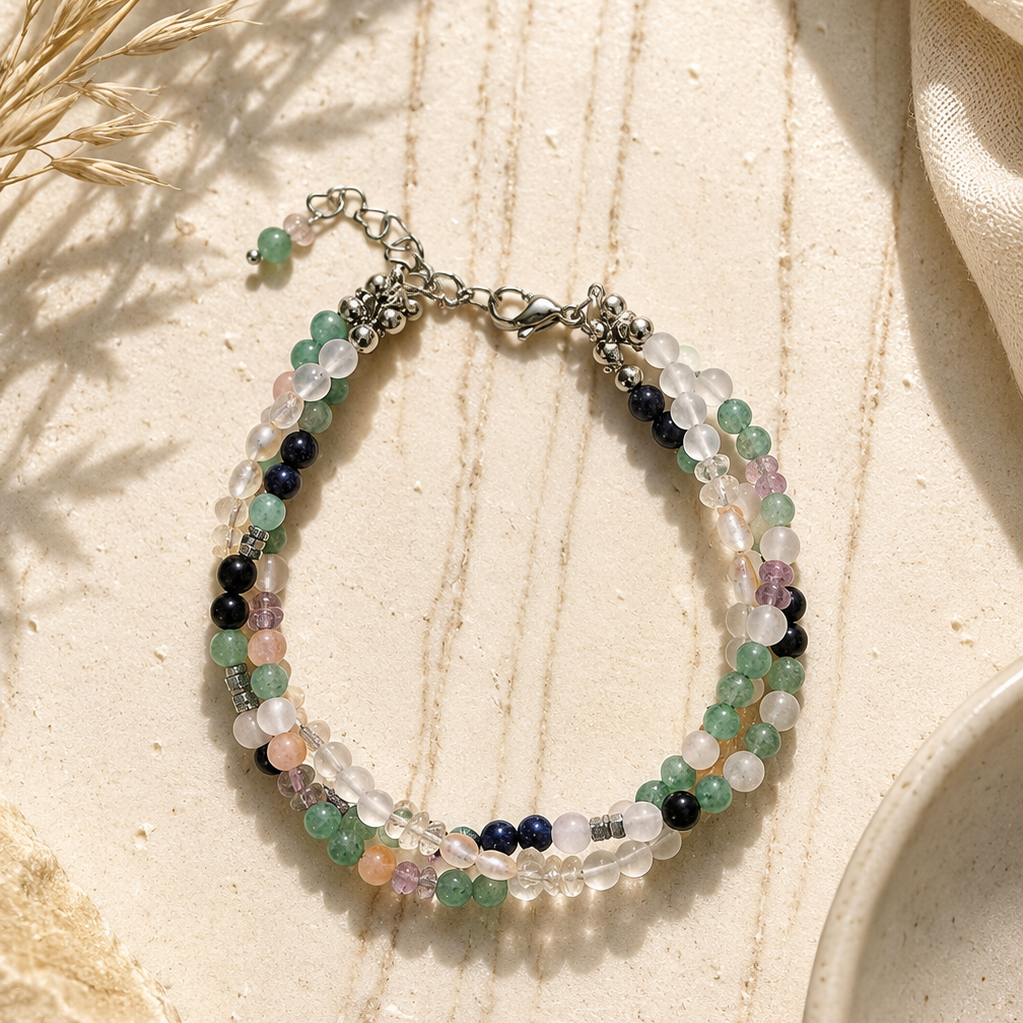 Soul Harmony – Aventurin, Hämatit, Blauer Sandstein, Amethyst, Rosenquarz, Citrin & Süßwasserperlen