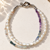 Raw Diamond Frozen Aura – Rohdiamanten, Fluorit & Süßwasserperlen