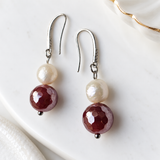 Pearl Sage Bordeaux - roter Achat & Süßwasserperlen