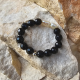Edelsteinring - Midnight Pearl - Onyx & Süßwasserperlen