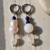 Sea Wishper Capri | Asymmetry - Lapislazuli, Momdstein, weißer Jade  & Süßwasserperlen