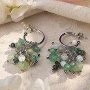 Edelstein Ohrringe - Velvet Green Harmony - Aventurin, Fluorit, Alashan Achat & Beryll