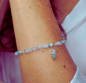 Handgefertigtes Armband Icelight: Bergkristall und Mondstein