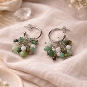 Edelstein Ohrringe - Velvet Green Harmony - Aventurin, Fluorit, Alashan Achat & Beryll