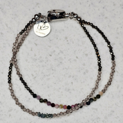 Raw Diamond Mosaic Muse – Blaue Rohdiamanten, Turmalin, Rauchquarz & Pyrit