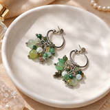 Edelstein Ohrringe - Velvet Green Harmony - Aventurin, Fluorit, Alashan Achat & Beryll