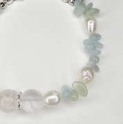 Ocean Pearl - Aquamarin, Bergkristall & Süßwasserperlen