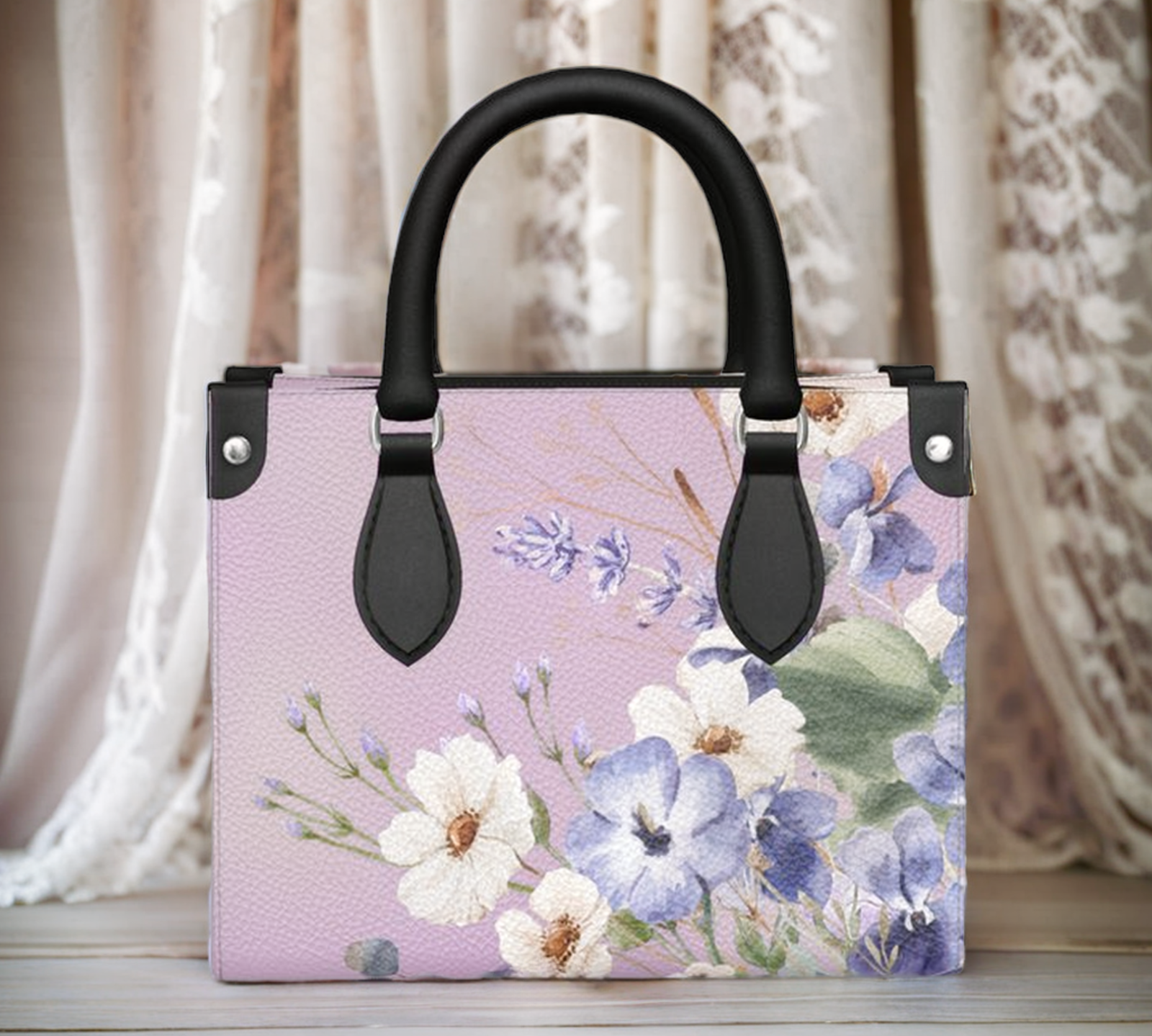 Tote Bag aus Leder mit elegantem Blumenmuster – stilvoll & geräumig.