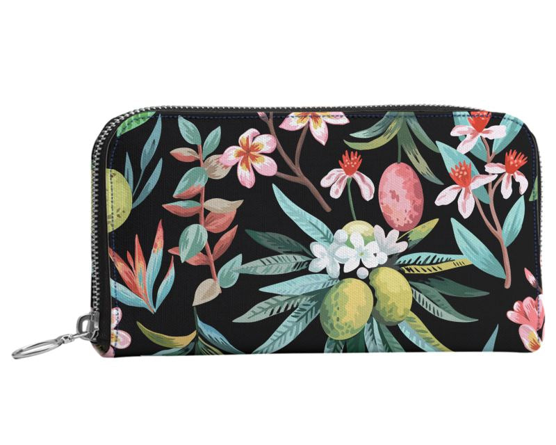 Handgemachte Damen-Geldbörse aus Leder mit Blumenmuster